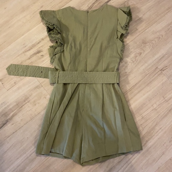 Green Belted Ruffle Romper - Picture 3 of 7